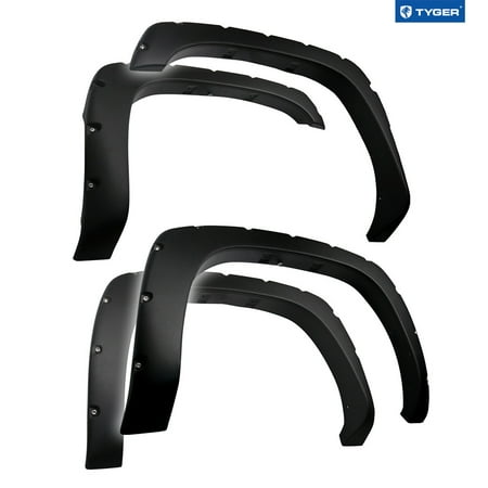 Tyger Auto Fender Flares Compatible with 1999-2006 Chevy Silverado GMC Sierra 1500 2500 3500HD; 2007 Classic Fleetside, Rough Textured Bolt-Riveted Style 4pc | TG-FF8C4057