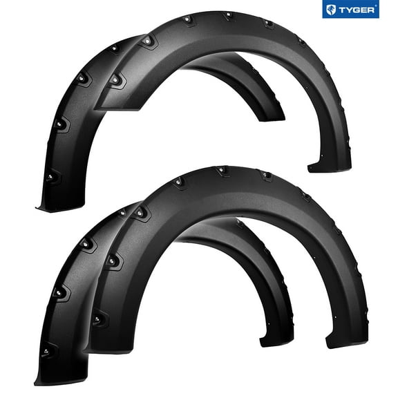 Tyger Auto Fender Flares Compatible with 2004-2008 Ford F-150 (Exclude Heritage); 2006-2008 Lincoln Mark LT Fleetside, Rough Textured Bolt-Riveted Style 4pc | TG-FF8F4017