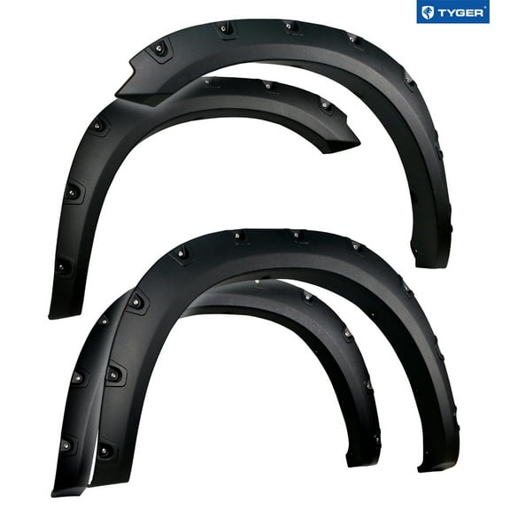 Tyger Auto Fender Flares Compatible with 2009-2018 Dodge Ram 1500; 2019-2023 Classic (Exclude R/T Rebel Warlock), Rough Textured Bolt-Riveted Style 4pc | TG-FF8D4147