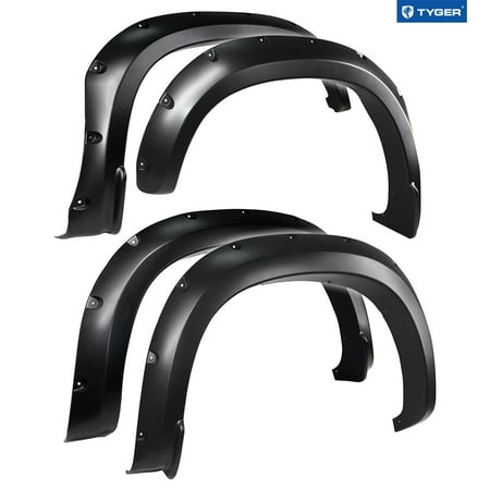 Tyger Auto Fender Flares Compatible with 2019-2021 Chevy Silverado 1500 (Not Fit 19 LD), Smooth Textured Paintable Bolt-Riveted Style 4pc | TG-FF8C4588