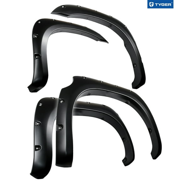 Tyger Auto Fender Flares Compatible with 2007-2013 Toyota Tundra, Smooth Textured Paintable Bolt-Riveted Style 4pc | TG-FF8T4398