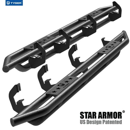 Tyger Auto Star Armor Compatible with 2007-2018 Chevy Silverado GMC Sierra 1500; 2007-2019 2500 3500HD; 2019 LD / Limited | Crew Cab | TG-AM2C20128 | Side Step Rails Nerf Bars Running Boards