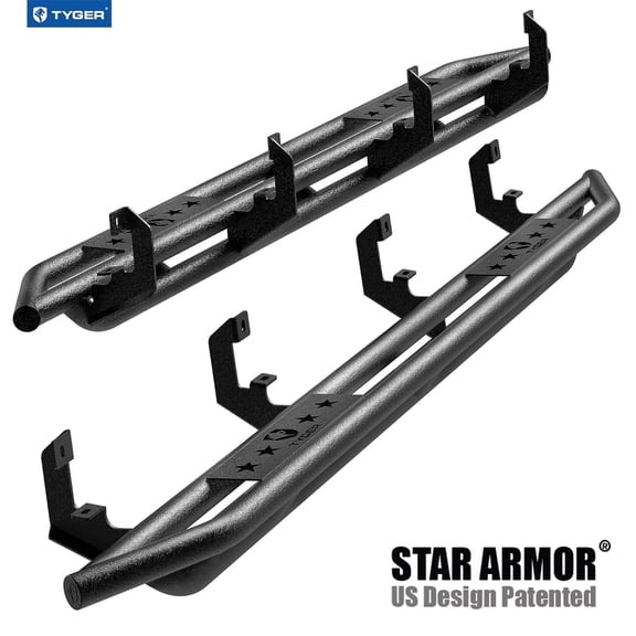 Tyger Auto Star Armor Compatible with 2019-2026 Chevy Silverado GMC Sierra 1500; 2020-2026 2500 3500HD | Crew Cab | TG-AM2C20248 | Side Step Rails Nerf Bars Running Boards
