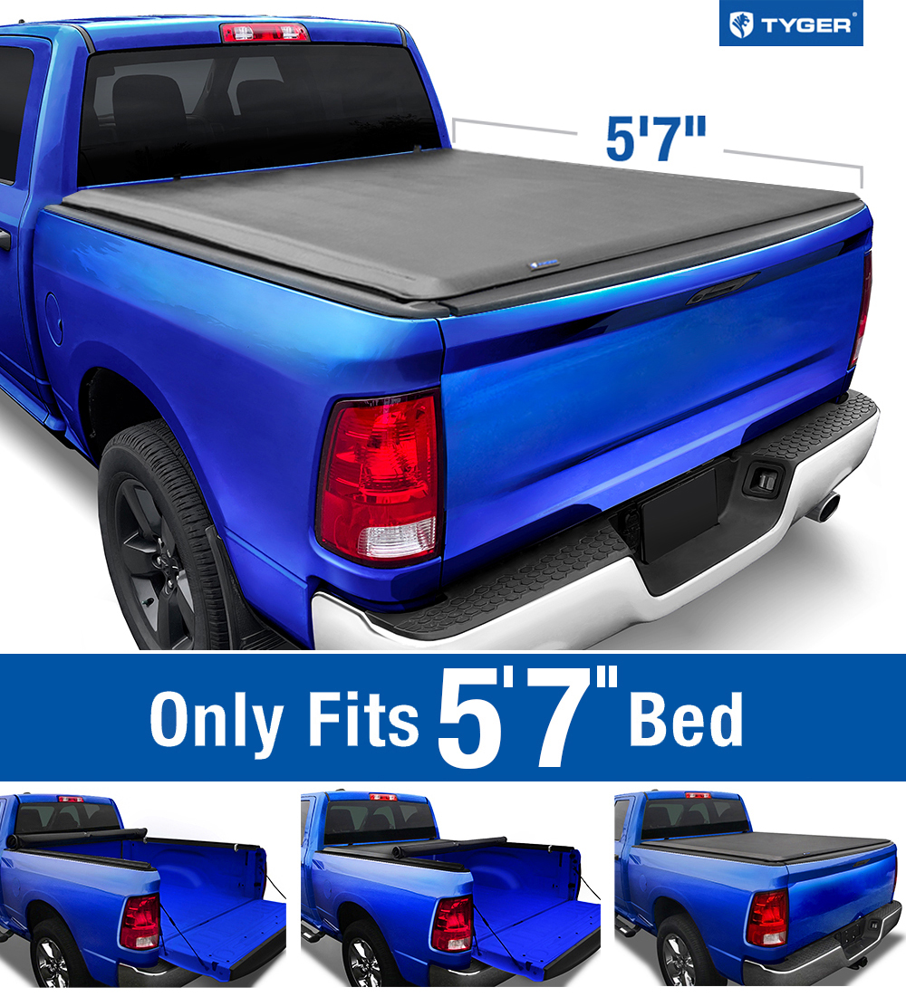 Tyger Auto T1 Soft Roll-up Truck Bed Tonneau Cover Compatible with  2009-2018 Dodge Ram 1500; 2019-2022 Classic | 5'7