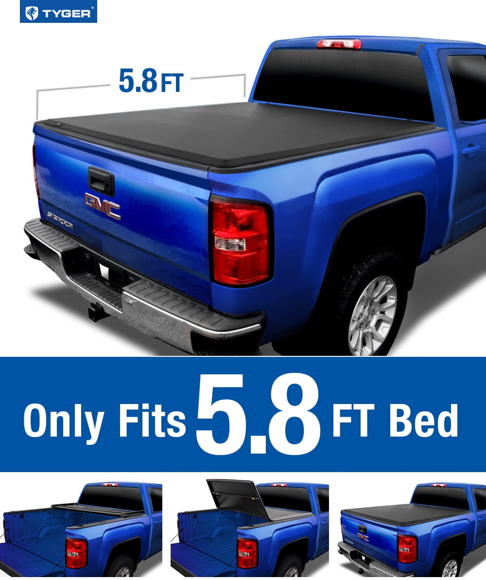 Tyger Auto T3 Soft Tri-fold Truck Bed Tonneau Cover Compatible with 2004-2006 Chevy Silverado / GMC Sierra 1500; 2007 Classic | Fleetside 5'8" Bed | TG-BC3C1008 | Vinyl