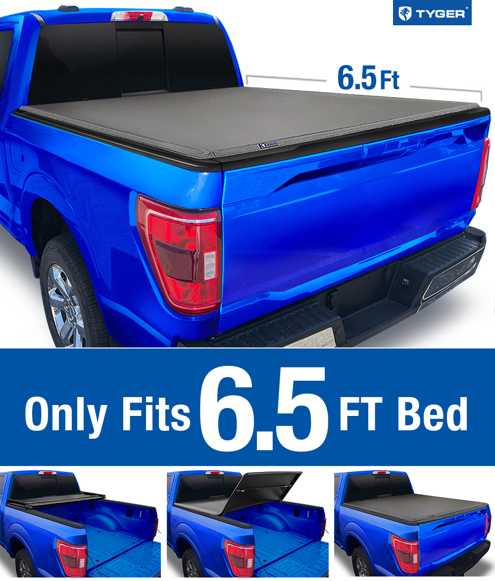 Tyger Auto T3 Soft Tri-fold Truck Bed Tonneau Cover Compatible with 2009-2014 Ford F-150 | Fleetside 6.5' Bed | TG-BC3F1020 | Vinyl - image 1 of 9