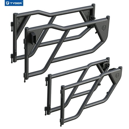 Tyger Auto TG-DR4J62288 Tubular Doors Compatible with 2007-2018 Jeep Wrangler JK (NOT JL) 4-Doors | Textured Black | Mirror Mount | Front & Rear Door Set