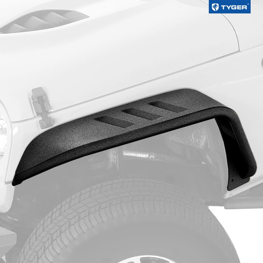 Tyger Auto TG-FF7J66818 Flat Style Steel Fender Flares Front & Rear 4PCS Set Black Textured Compatible with 2007-2018 Jeep Wrangler JK Both 2 & 4 Door