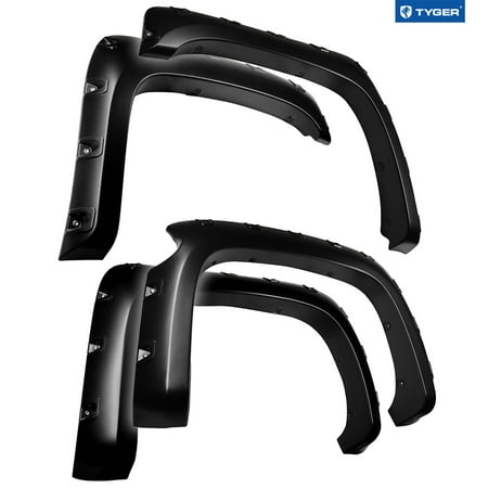 Tyger Auto TG-FF8C4108 Smooth Matte Black Paintable Pocket Style Fender Flare Set, 4 Piece