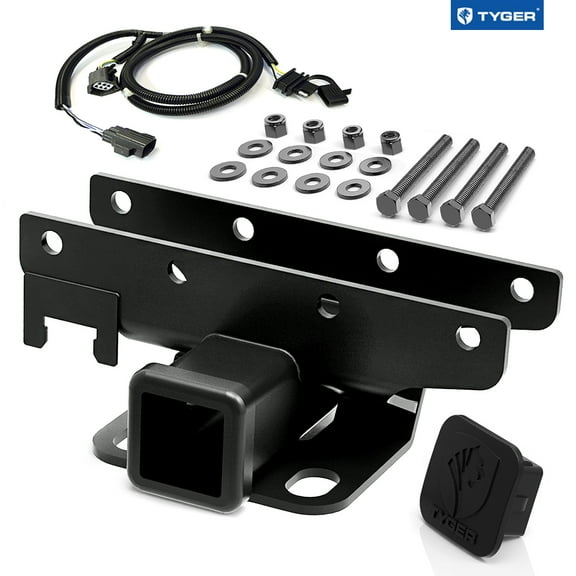 Tyger Auto TG-HC2J001K Towing Combo: 2inch Receiver Hitch Kit & Wiring Harness & Hitch Cover Compatible with 2007-2018 Wrangler JK (2Dr & 4Dr)