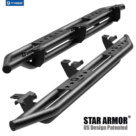 Tyger Auto Star Armor Compatible with 2018-2026 Jeep Wrangler JL 4-Door (Not Fit JK) | TG-JA2J2288B | Side Step Rails Nerf Bars Running Boards