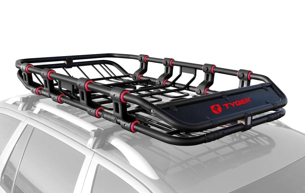 Tyger Auto TG-RK1B906B Super Duty Roof Cargo Basket L 68" X W 41 X H 8 Luggage Carrier Rack With Removable Extension Kit With Wind Fairing