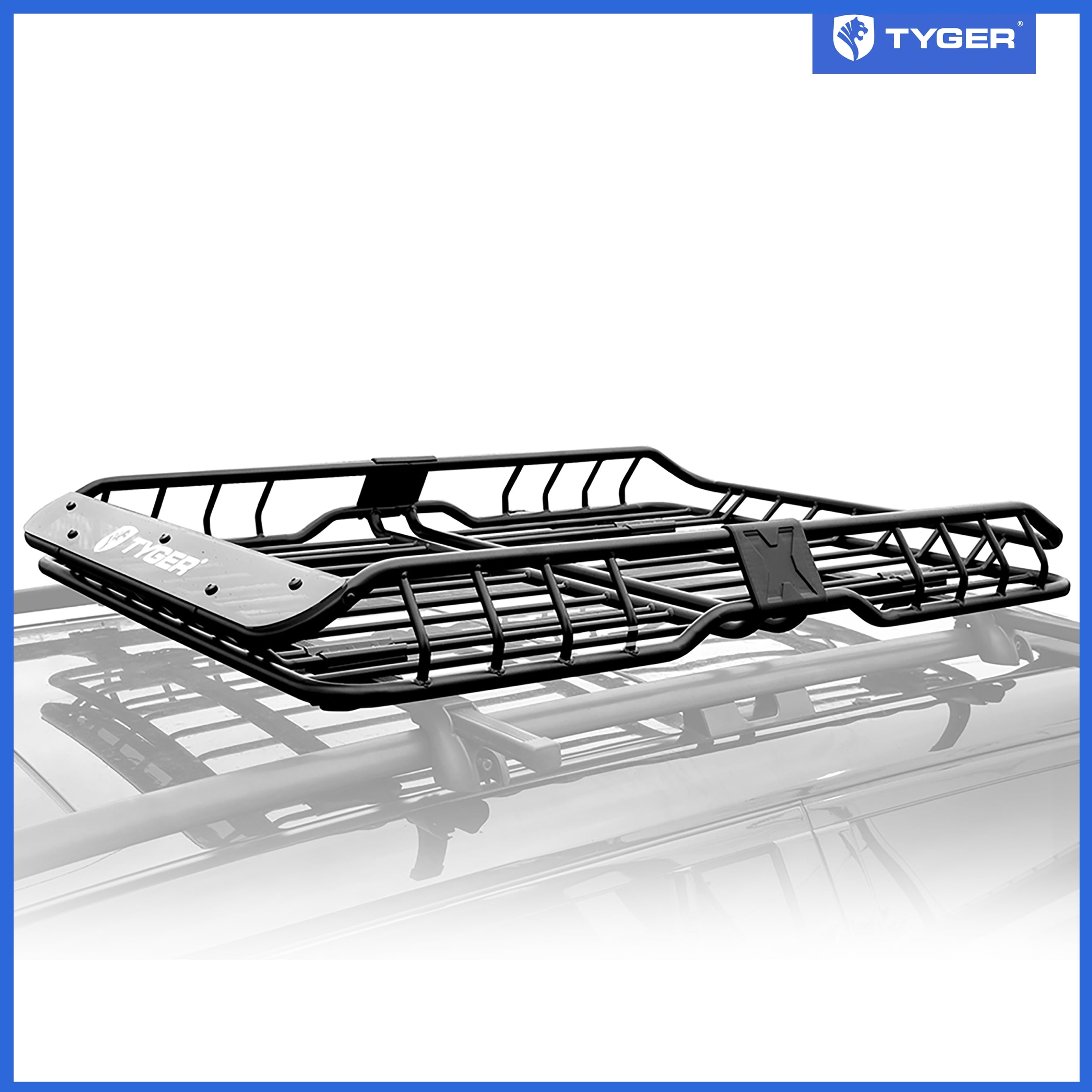Tyger Auto TG-RK1B942B Heavy Duty Roof Mounted Cargo Basket Rack | L57.5" x W41.7" x H6.3" | Roof Top Luggage Carrier | With Wind Fairing
