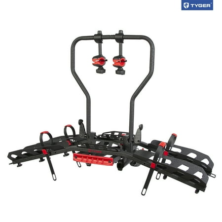 Tyger Auto TG-RK2B827B 2-Bike Hitch Mounted Bicycle Platform Carrier Rack | Compatible with Electric Bikes | Free Hitch Lock | Fits 2" Receivers