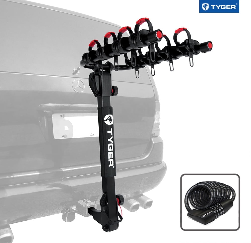 Tyger Auto TG-RK4B102B Deluxe 4-bike Carrier Rack Compatible with both 1-1/4'' and 2'' Hitch Receiver
