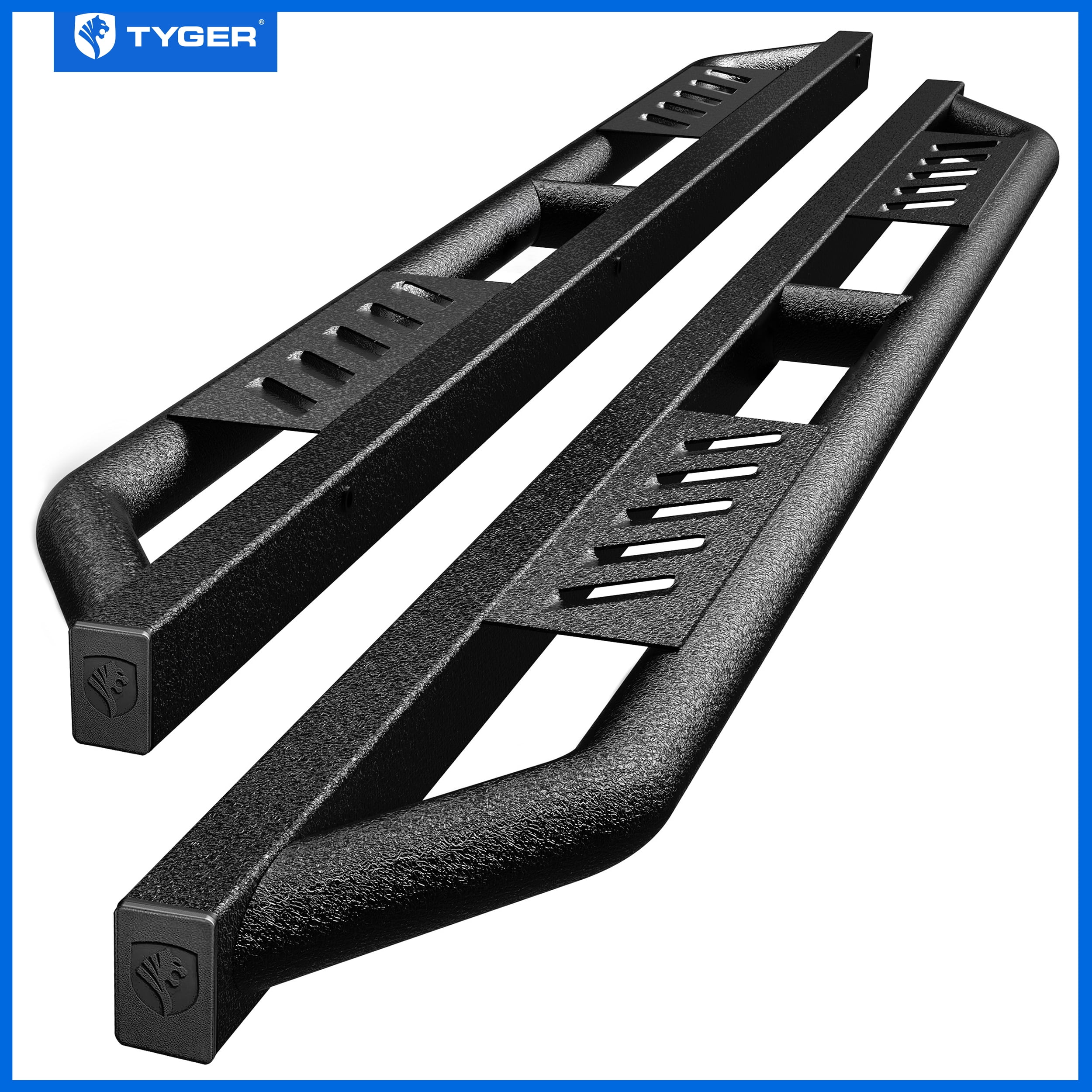 Tyger Auto Trax Side Steps Compatible with 2007-2018 Chevy Silverado GMC Sierra 1500; 2007-2019 2500 3500HD; 2019 LD / Limited | Crew Cab | TG-TX7C29878 | Textured Black Rail Running Board