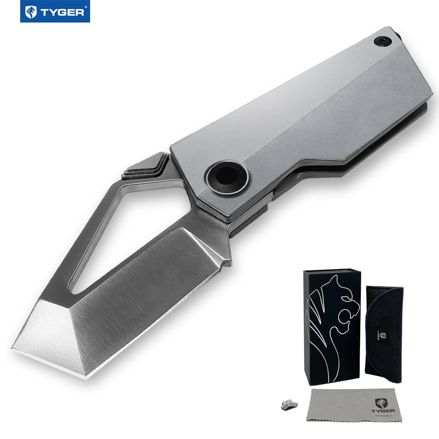 Tyger K7 EDC Folding Pocket Knife | Satin Finish Ultra Premium M390 Steel Blade | Titanium Alloy Handle | TG-KF9M3577