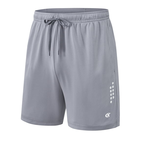 Tyhengta Men's Athletic Shorts Basketball Workout Gym Quick Dry Shorts Lightweight Mesh Running Shorts Tennis Light gray 2XL