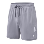 Tyhengta Men's Athletic Shorts Basketball Workout Gym Quick Dry Shorts Lightweight Mesh Running Shorts Tennis Light gray L