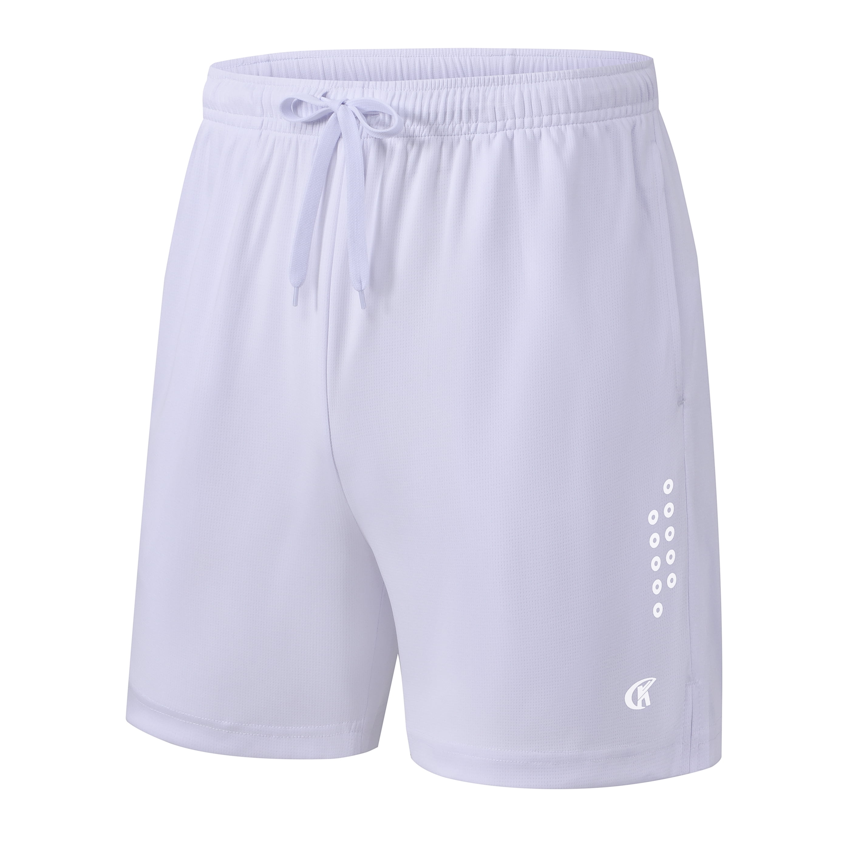Tyhengta Men's Athletic Shorts Basketball Workout Gym Quick Dry Shorts Lightweight Mesh Running Shorts Tennis White S