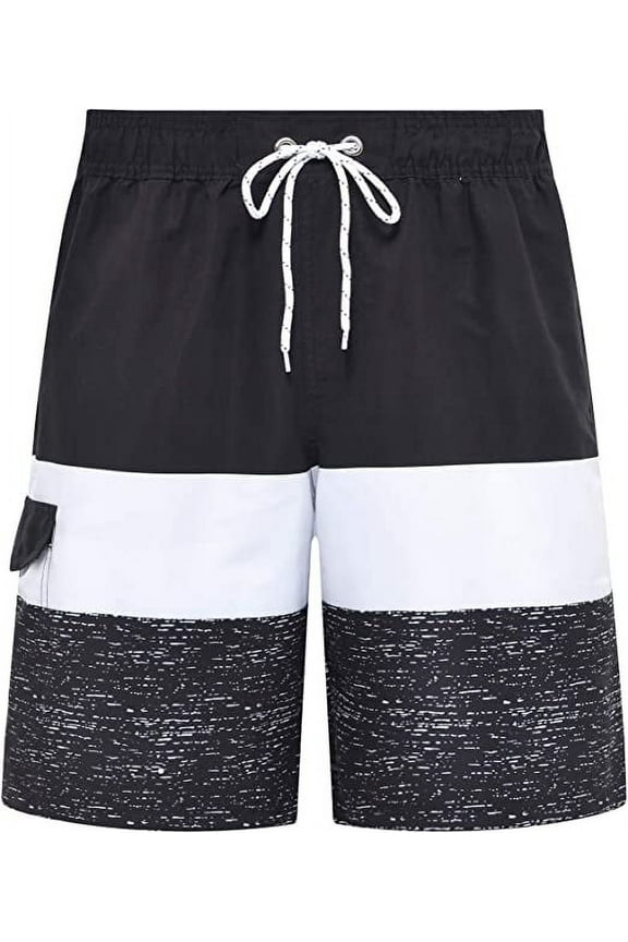 Men's Beach Pants Quick Drying Swimming Trunks Mesh Lining Black 32