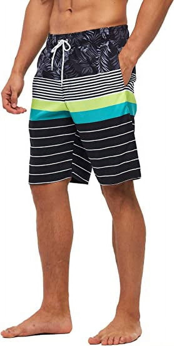 Tyhengta Men's Beach Pants Quick Drying Swimming Trunks Mesh Lining Flower stripe 36
