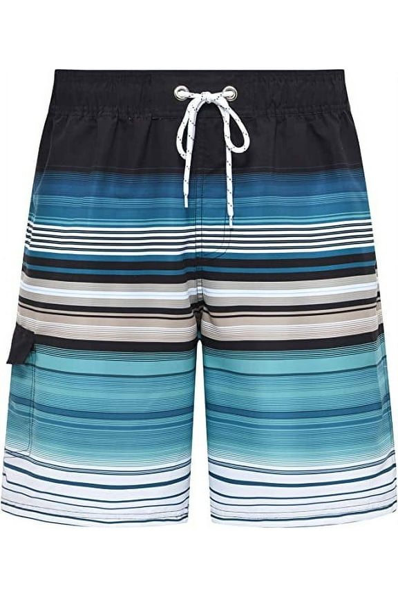 Men's Beach Pants Quick Drying Swimming Trunks Mesh Lining Green 32