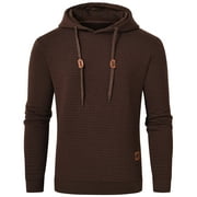 Tyhengta Men's Casual Pullover Hoodies Long Sleeve Hooded Sweatshirts Coffee L