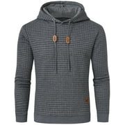 Tyhengta Men's Casual Pullover Hoodies Long Sleeve Hooded Sweatshirts Dark Grey L