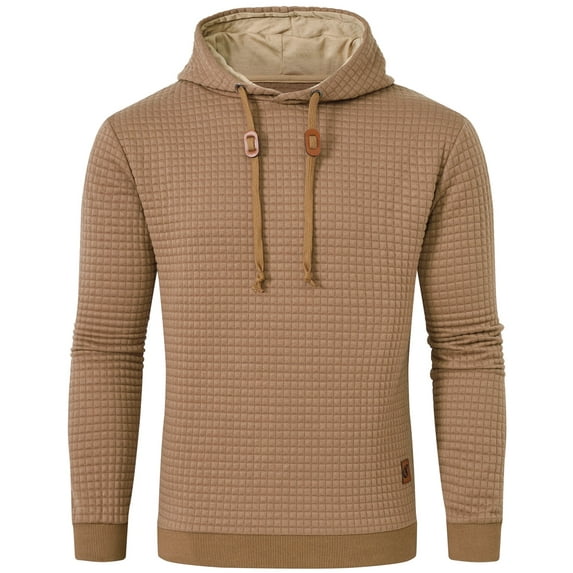 Tyhengta Men's Casual Pullover Hoodies Long Sleeve Hooded Sweatshirts Khaki XL