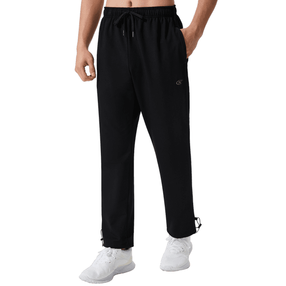 Tyhengta Men's Sweatpants Athletic Open Bottom Running Casual Sweatpants Straight Leg Pants with Pockets Black M