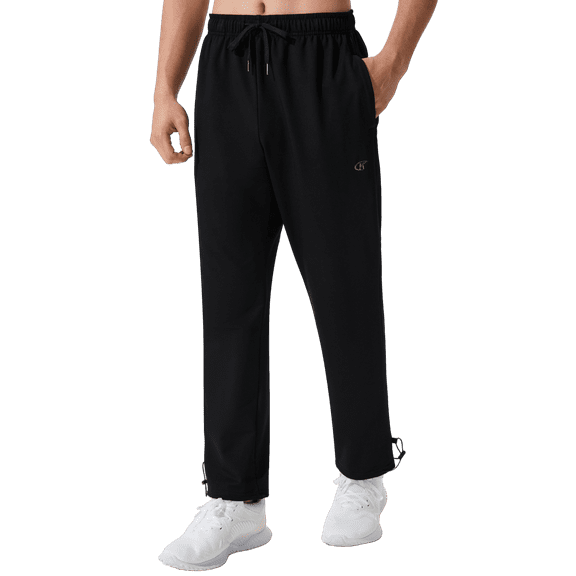 Tyhengta Men's Sweatpants Athletic Open Bottom Running Casual Sweatpants Straight Leg Pants with Pockets Black XL