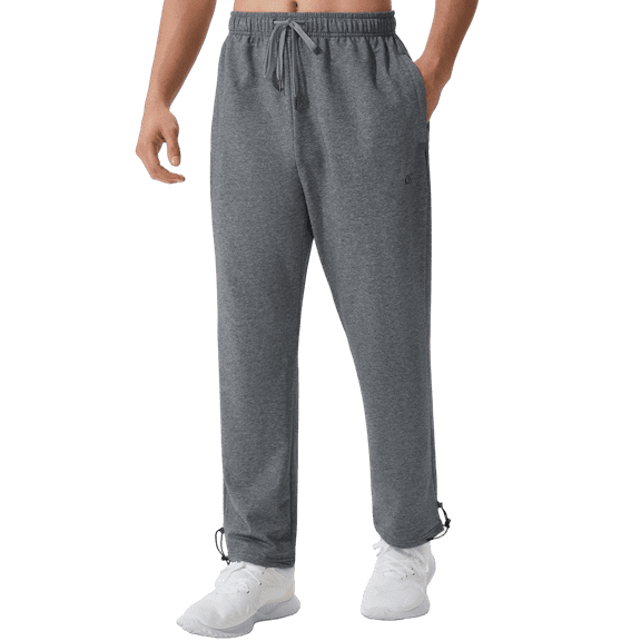 Tyhengta Men's Sweatpants Athletic Open Bottom Running Casual Sweatpants Straight Leg Pants with Pockets Dark gray L