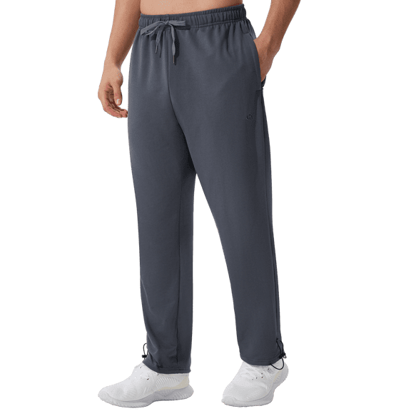 Tyhengta Men's Sweatpants Athletic Open Bottom Running Casual Sweatpants Straight Leg Pants with Pockets Carbon Grey S
