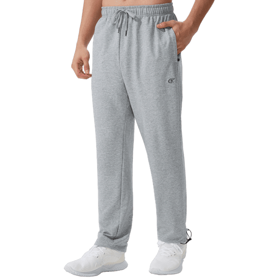 Tyhengta Men's Sweatpants Athletic Open Bottom Running Casual Sweatpants Straight Leg Pants with Pockets Light gray M