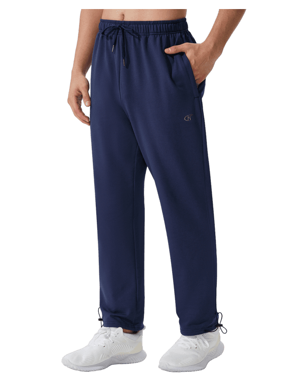 Men's Sweatpants Athletic Open Bottom Running Casual Sweatpants Straight Leg Pants with Pockets Navy Blue S