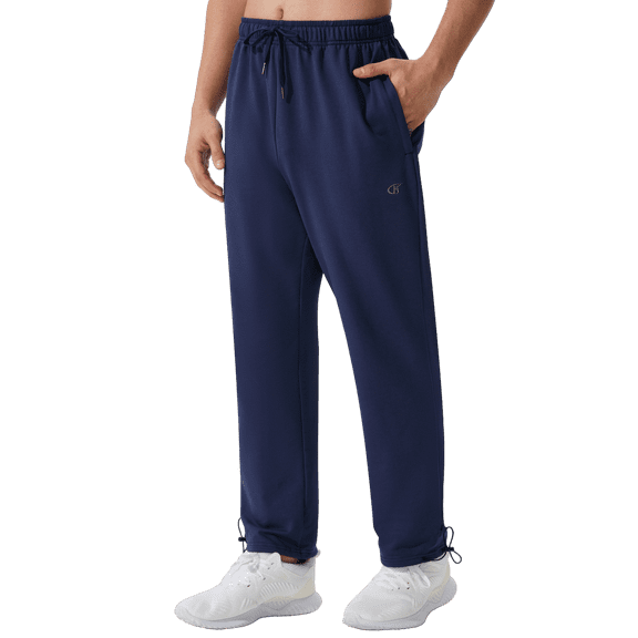 Tyhengta Men's Sweatpants Athletic Open Bottom Running Casual Sweatpants Straight Leg Pants with Pockets Navy Blue XL