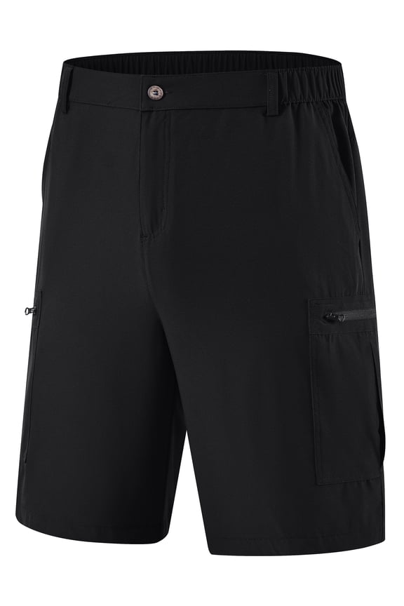 Men's Hiking Cargo Shorts Lightweight Outdoor Work Shorts for Men Travel Golf Camping Casual with 3 Zipper Pockets Black 2XL
