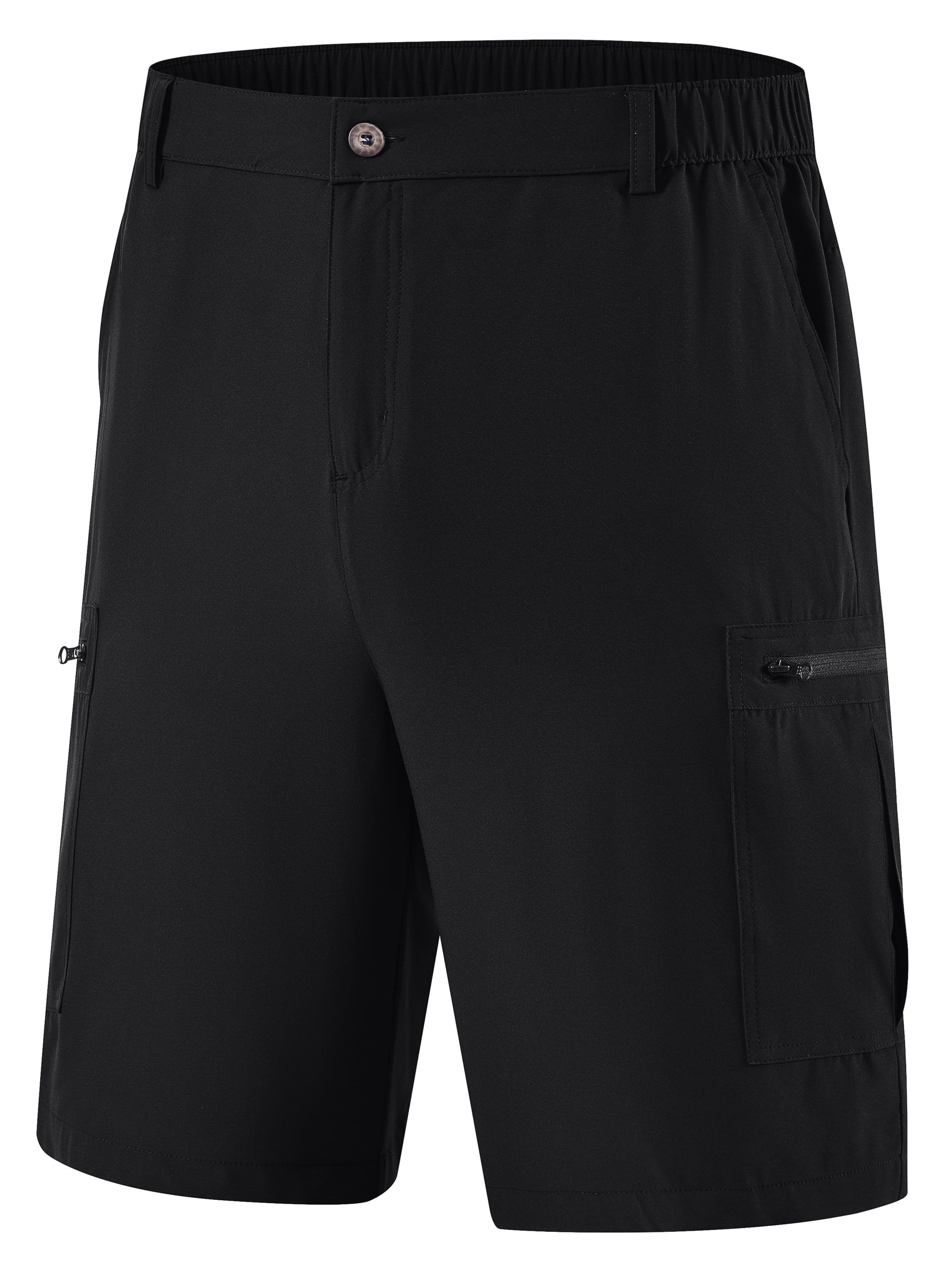 Tyhengta Men's Hiking Cargo Shorts Lightweight Outdoor Work Shorts for Men Travel Golf Camping Casual with 3 Zipper Pockets Black L