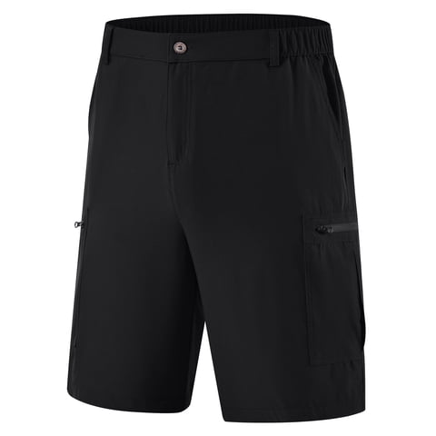 Men's Hiking Cargo Shorts Lightweight Outdoor Work Shorts for Men Travel Golf Camping Casual with 3 Zipper Pockets Black L