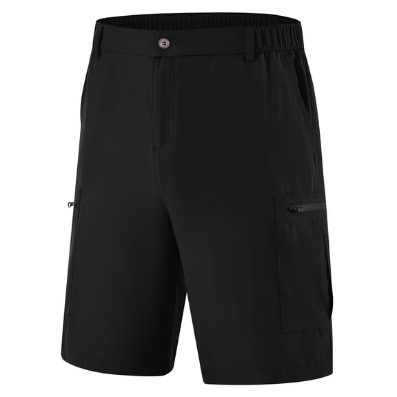 Tyhengta Men's Hiking Cargo Shorts Lightweight Outdoor Work Shorts for Men Travel Golf Camping Casual with 3 Zipper Pockets Black XL