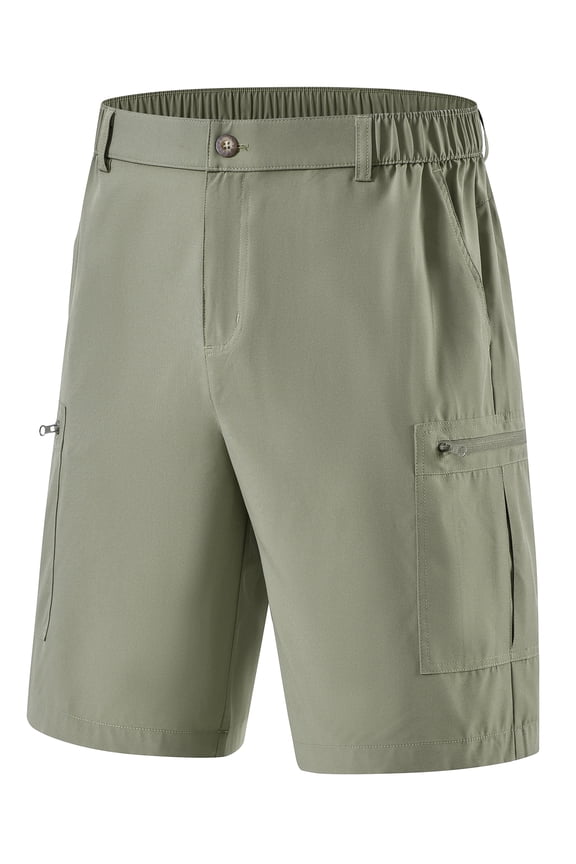 Men's Hiking Cargo Shorts Lightweight Outdoor Work Shorts for Men Travel Golf Camping Casual with 3 Zipper Pockets Grey green L