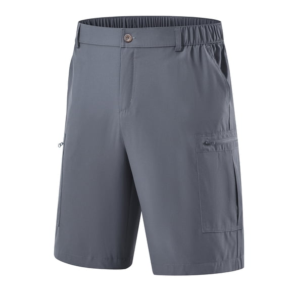 Tyhengta Men's Hiking Cargo Shorts Lightweight Outdoor Work Shorts for Men Travel Golf Camping Casual with 3 Zipper Pockets Iron gray 2XL
