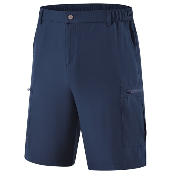 Tyhengta Men's Hiking Cargo Shorts Lightweight Outdoor Work Shorts for Men Travel Golf Camping Casual with 3 Zipper Pockets Navy blue S