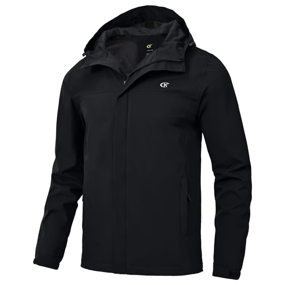 Tyhengta Men's Jacket Waterproof Coat Hooded Raincoat Outdoor Hiking Lightweight Windbreaker Black 3XL