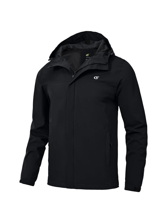 Men's Jacket Waterproof Coat Hooded Raincoat Outdoor Hiking Lightweight Windbreaker Black 3XL