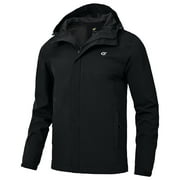 TYHENGTA Men's Jacket Waterproof Coat Hooded Raincoat Outdoor Hiking Lightweight Windbreaker Black L