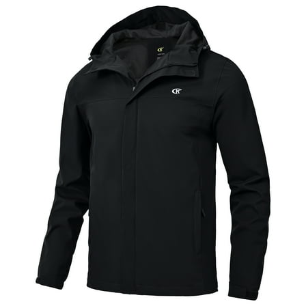 Tyhengta Men's Jacket Waterproof Coat Hooded Raincoat Outdoor Hiking Lightweight Windbreaker Black L