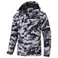 thumbnail image 1 of Tyhengta Men's Jacket Waterproof Coat Hooded Raincoat Outdoor Hiking Lightweight Windbreaker Camouflage grey L, 1 of 7
