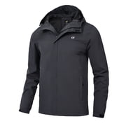 Tyhengta Mens Jacket Waterproof Coat Hooded Raincoat Outdoor Hiking Lightweight Windbreaker Carbon Gray 2XL